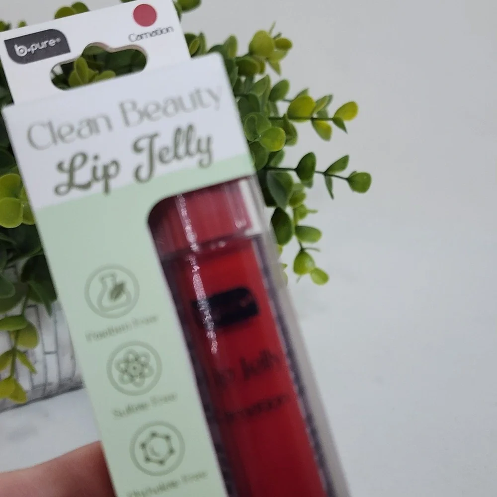 B-Pure Clean Beauty Lip Jelly, Vegan Cruelty Free Lip Gloss - Carnation